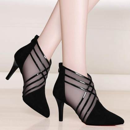 Fashion ladies pointed mesh stilettos single shoes
