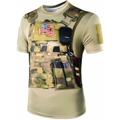 Men's outdoor sports tactical vest printed short-sleeved T-shirt