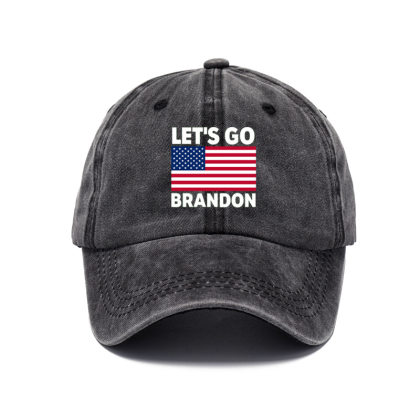 قبعة بيسبول من LET'S GO BRANDON من القطن المغسول المطبوع