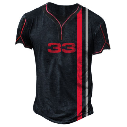 Men's Vintage Outdoor Contrast Racing Stripe Graphic Print T-Shirt