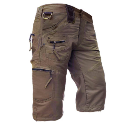 Men's outdoor sports multi-pocket zipper shorts