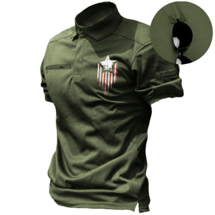 Men's Pentagram Stripe Graphic Print Functional T-Shirt